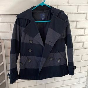 Gap Gray and Black Double Breasted Coat